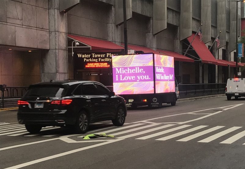 Wedding Proposals, mobile billboard, led screen rental, led truck billboard